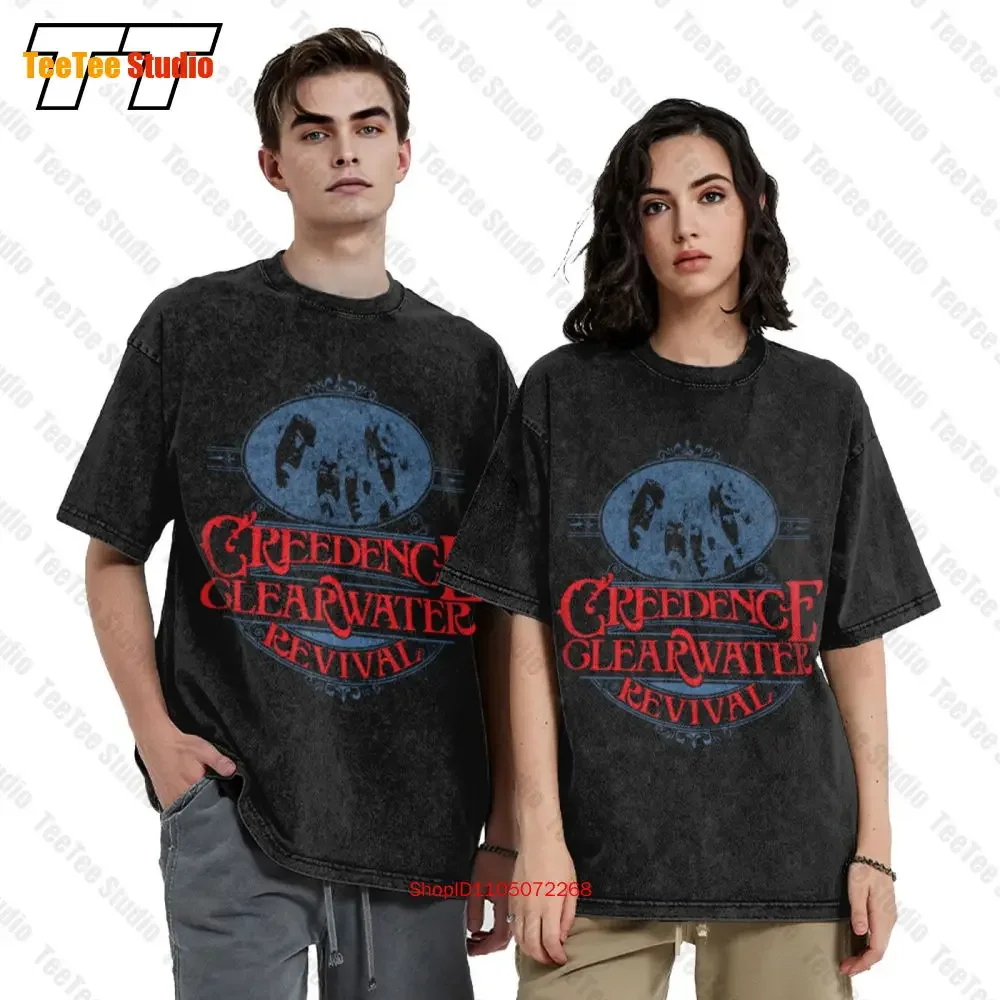 Creedence Clearwater Revival Men'S Travelin Band Slim Fit Vintage Oversized T-Shirt Grey Q8HK