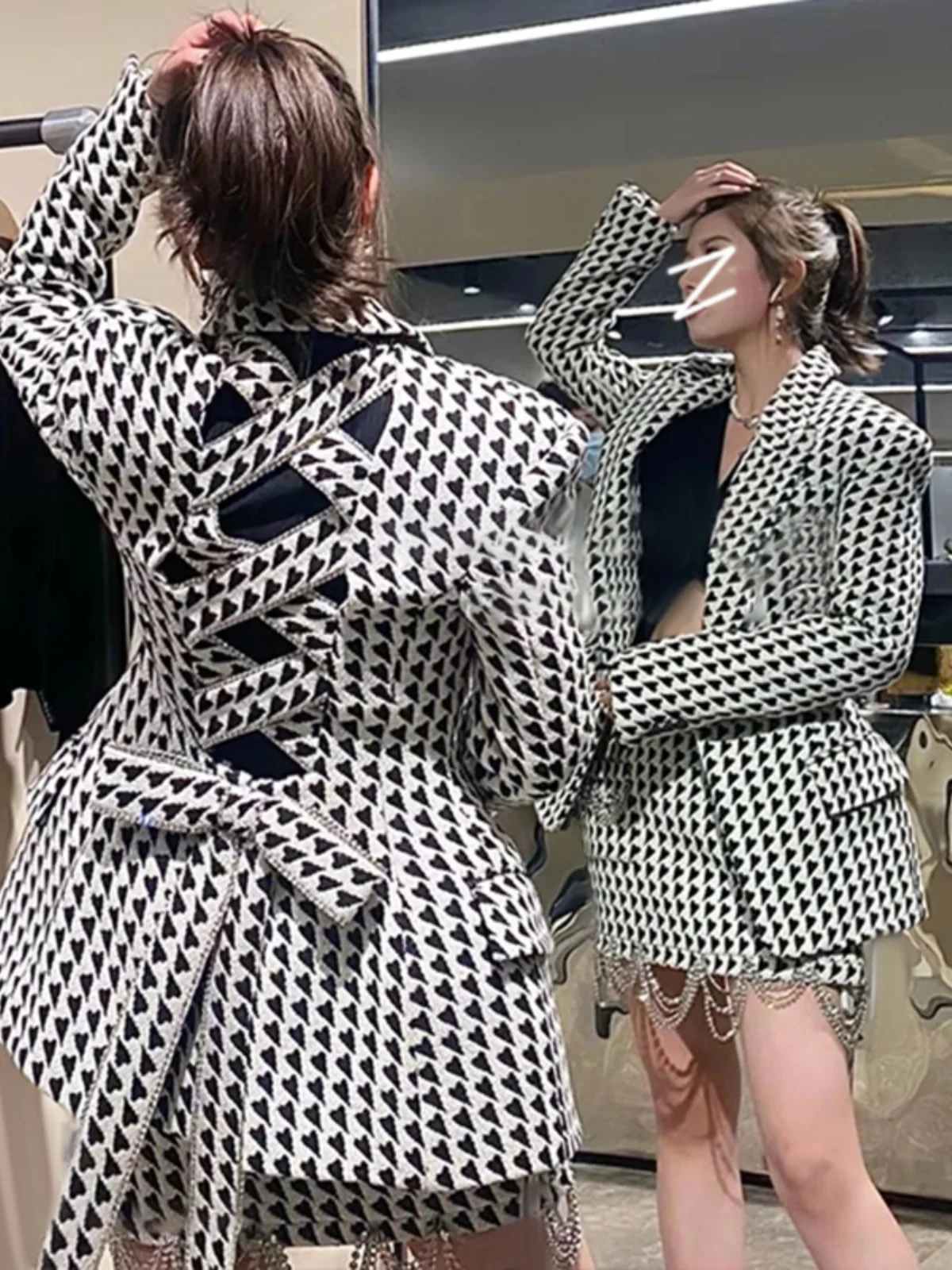 

Элегантный осенне-зимний пиджак с поясом и стразами, приталенный, в стиле High Street, для офиса и повседневной носки