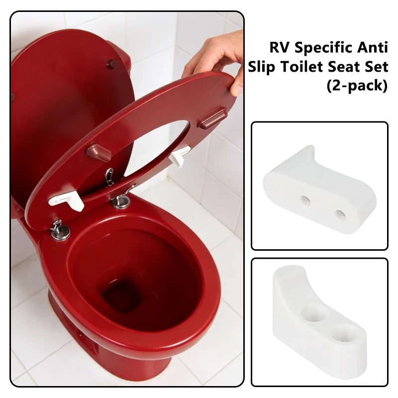 RV Special Anti-Slip Toilet Seat Set 2Pcs White Plastic W/ Screws Anti-Loosening Slippage Proof Camper Motorhome Toilet Parts view 2
