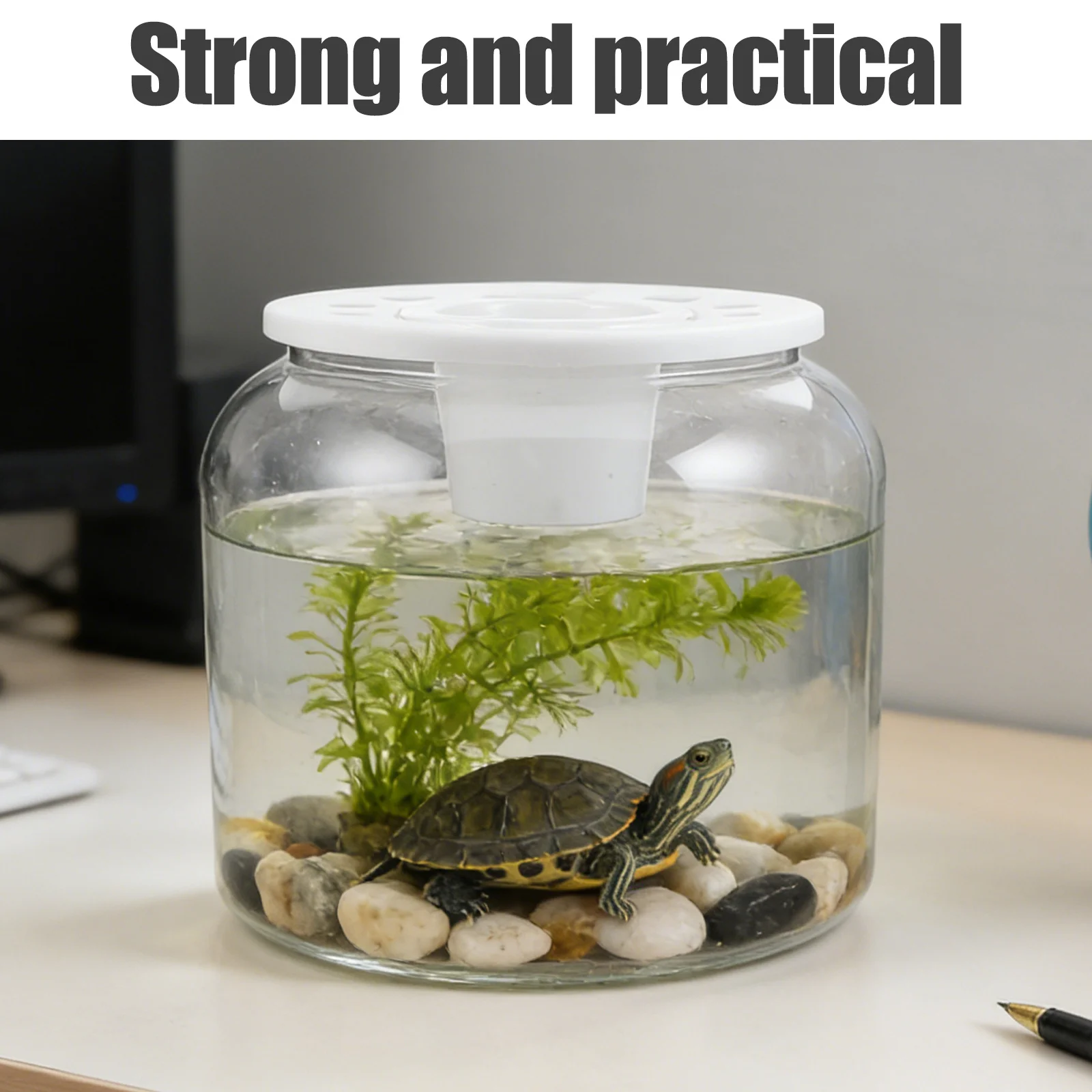 

Plastic Transparent Turtle Tank Leakproof Portable Reptile Terrarium Aquatic Habitat Turtle Observation Enclosure