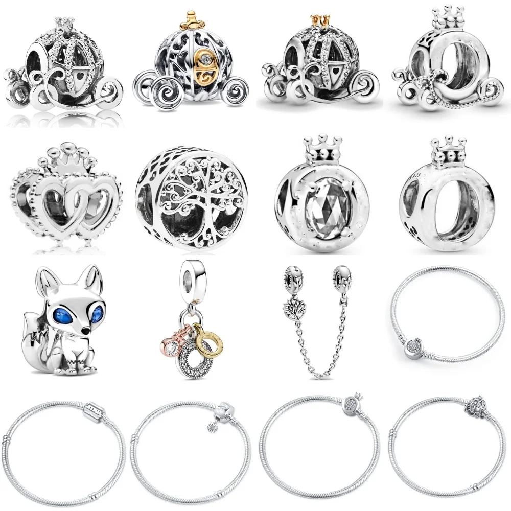 White Stone Family Tree Safety  Diy Bead Fit Original 925 Sterling Silver Plated European Charms Bracelet Jewerly Accessories