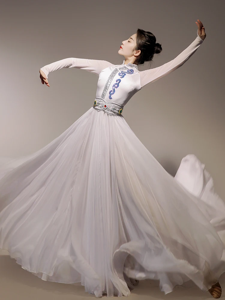 

Mongolian Dance Performance Costume New Sle Mongolian Ethnic Women's Long Skirt Large Flounce Dance Suit Art Exam