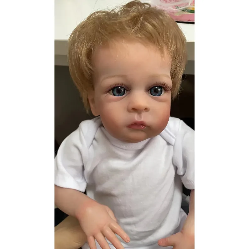 50cm odrodzone lalki Oskar prawdziwy obraz dotykowy miękka skóra 3D realistyczne ukorzenione włosy laleczka bobas wykończona lalka dla dzieci prezent