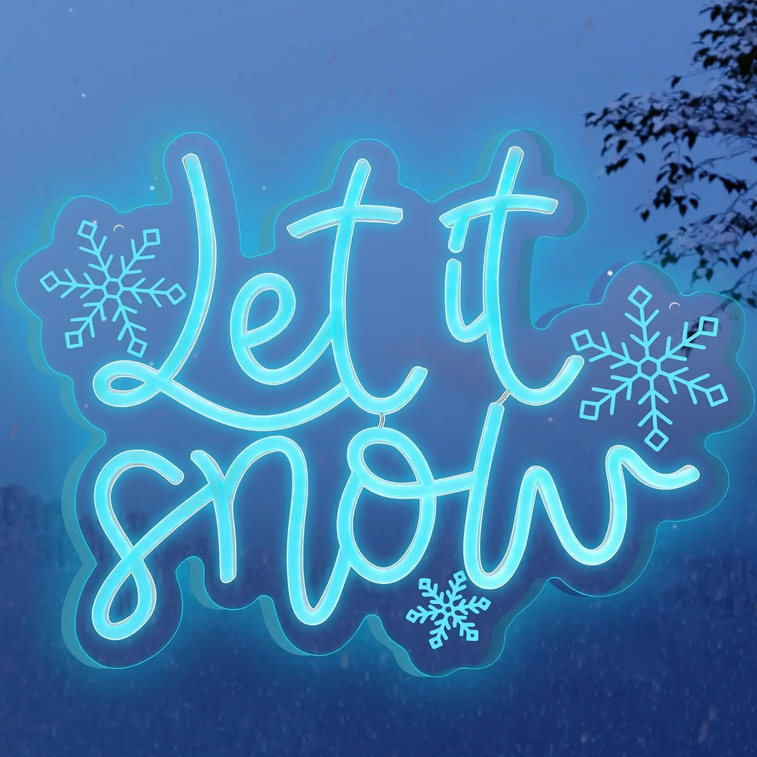 Let It Snow Neon Sign Winter LED Sign Wall Art Decoration Snowflake LED Light Window Wall Bar Living Room Merry Christmas Party