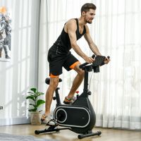 SPORTNOW stationary bike with Wheels adjustable black seat and handlebar