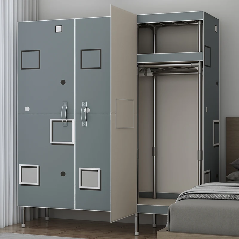 Wardrobe, Household Bedroom, All Steel Frame, Thickened, Sturdy and Durable Wardrobe for Rental Housing