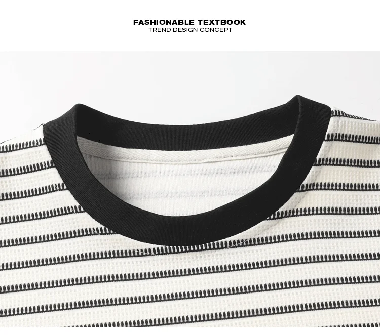 Vintage-T-Shirt mit langen Ärmeln und Streifenmuster für Herren, lockere Passform, Rundhalsausschnitt, lässiges Basic-Oberteil, weich und bequem, ideal für den täglichen Gebrauch. – Detail 7