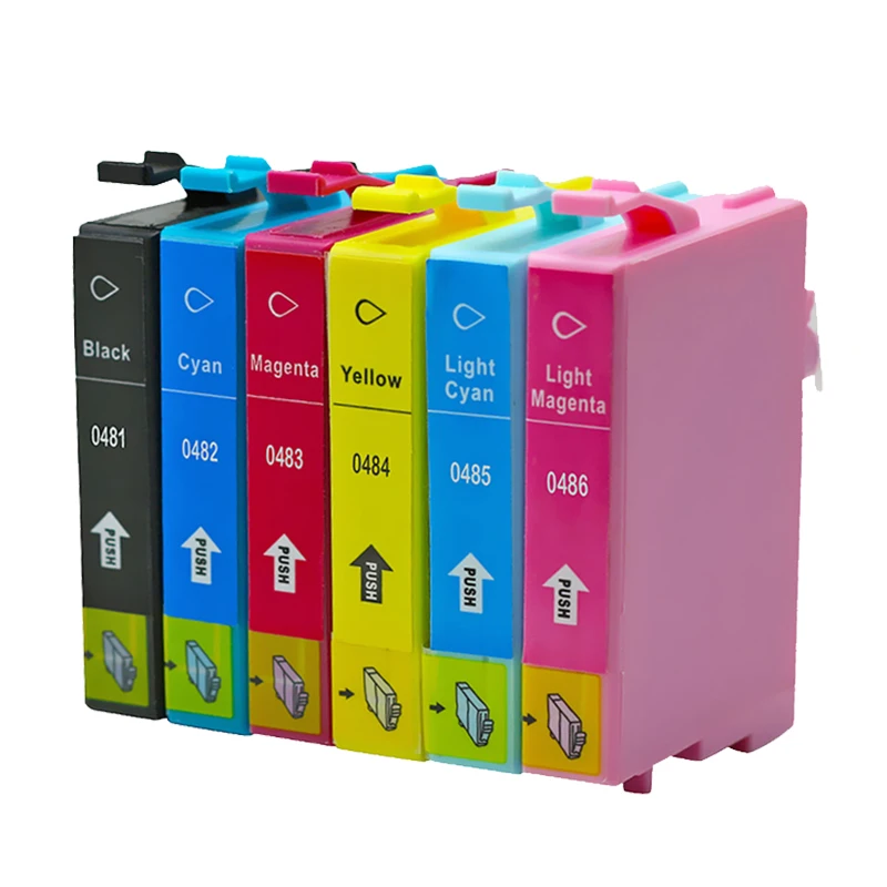 Magnetic T0481 - T0486 Ink Cartridge For Epson Stylus Photo R200 R220 R300 R300M R320 R340 RX500 RX600 RX620 RX640 Printer