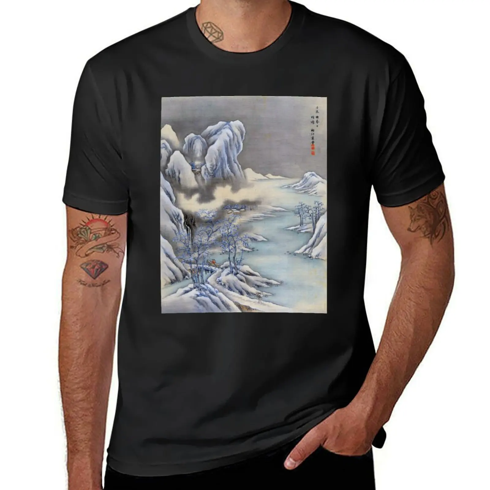 Winter Scene (Restored Japanese Artwork) T-Shirt new edition kawaii clothes boys whites customs design your own men clothings