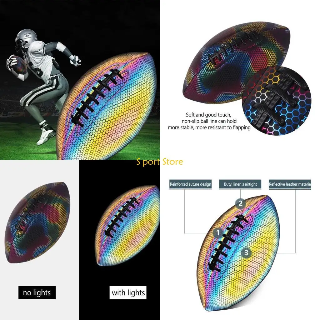 

U2JB Light Up Reflective Football for Night Games & Training Glowing Great Football Toy Gifts for Boys Kids Men