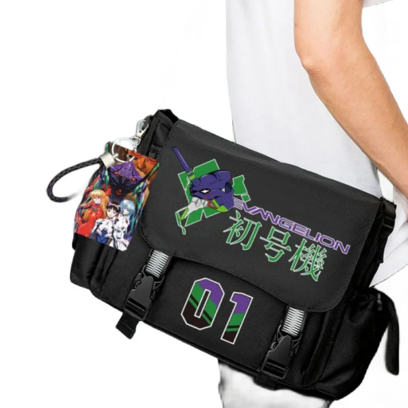 Neon Genesis Evangelion New Cute Cartoon uomini e donne borsa a tracolla Messenger da viaggio per il tempo libero borsa per studenti alla moda leggera regalo