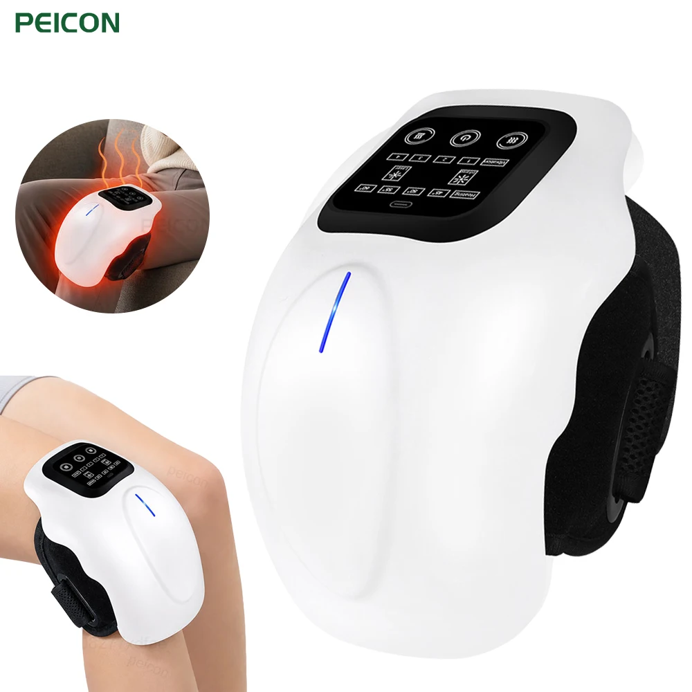 Electric Knee Massager Smart with Heat and Vibration 3 in 1 Cordless Portable Knee Massage with LED Large Screen for Pain Relief