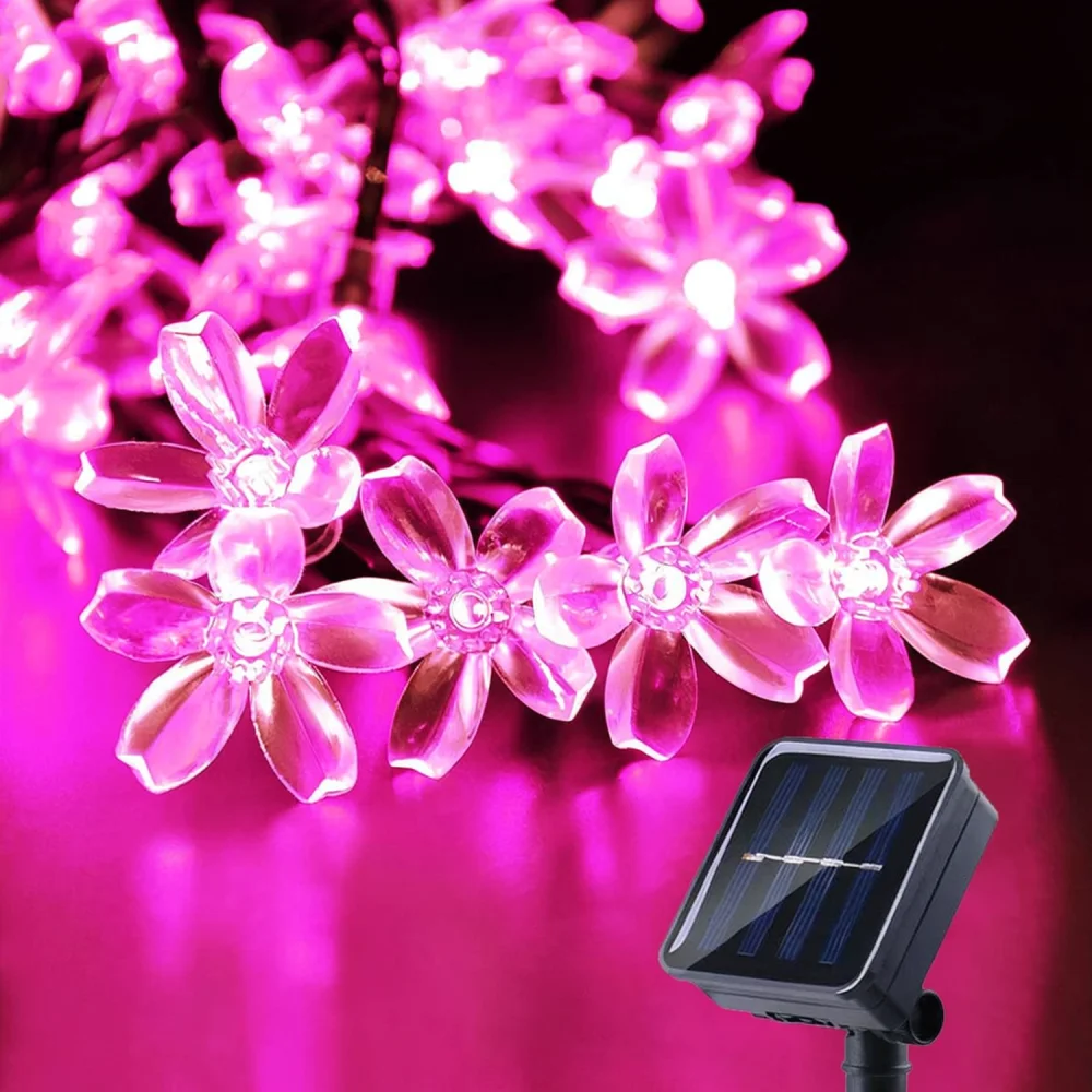Decorative Solar Flower String Light LED Waterproof Outdoor Fairy Lighting For Garden Yard Patio Festival Celebration Decor