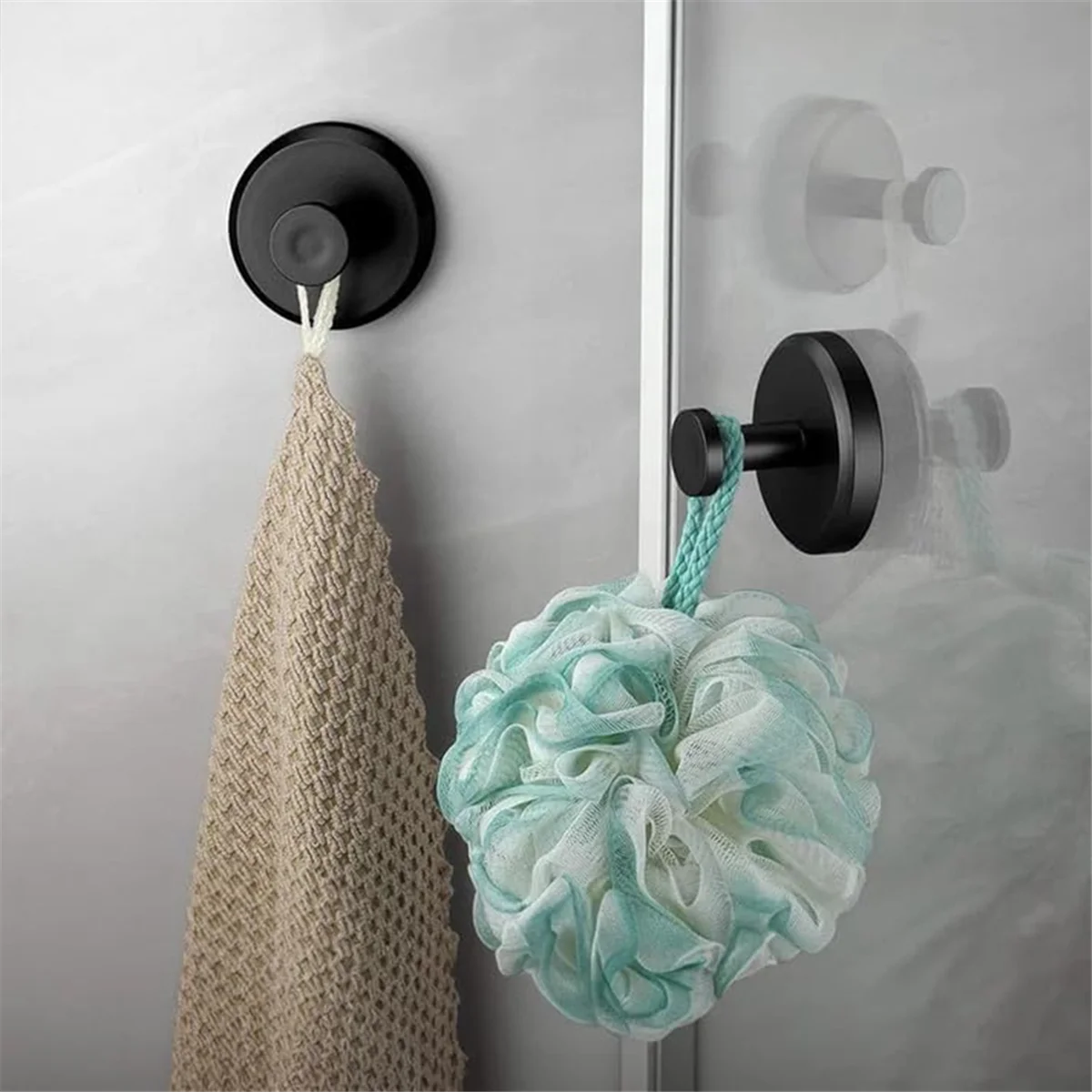 4PCS No-Drill Hooks Shower Hooks Bathroom Glass Door Wall 304 Clothes Hook Hook Bathroom Towel Clothes,Black