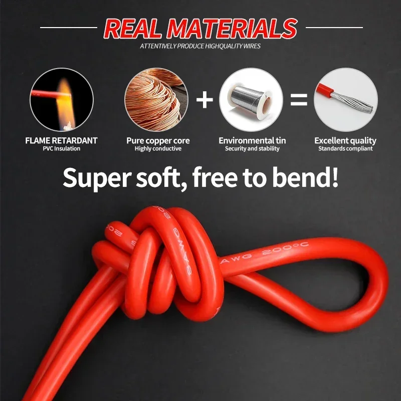 

Ультрамягкий силиконовый провод 4 AWG Красный Черный 13 12 11 10 9 8 7 6 5 3 2 AWG UL3135 Термостойкий кабель Автомобильный аккумулятор Автомобильный