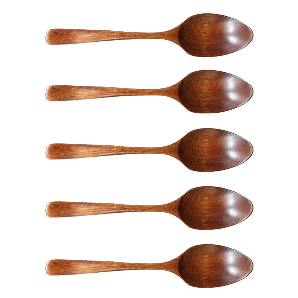 

5PCS Wooden Spoon Natural Nanmu Eco Friendly Smooth Lightweight Sturdy Handle Crack Resistant Soup Rice Stirring Cooking