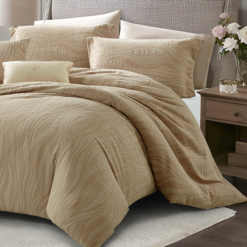 Modern Jacquard Quilt Set New Design Solid Color Stripe Art Bedding All-Match Style Comforter Set for Bedroom
