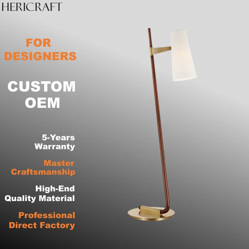 Mid-Century Brass Floor Lamp Modern Luxury Angled Stand Fixture For Living Room Bedroom Study UL Standard