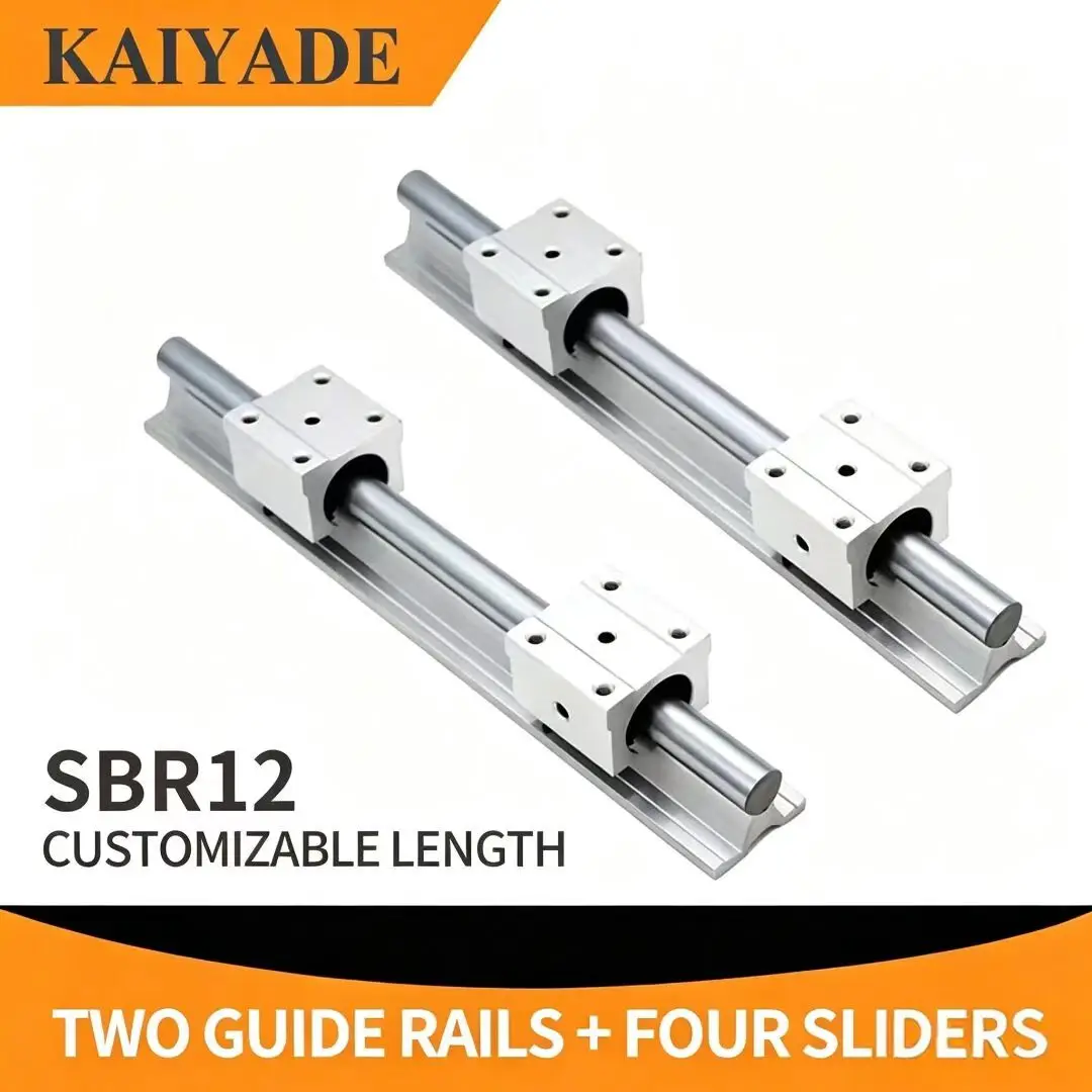 2Pcs SBR12 Linear Rail 550-1000mm Length + 4Pcs SBR12UU Bearing Block Set for CNC Machine DIY Engraving Parts