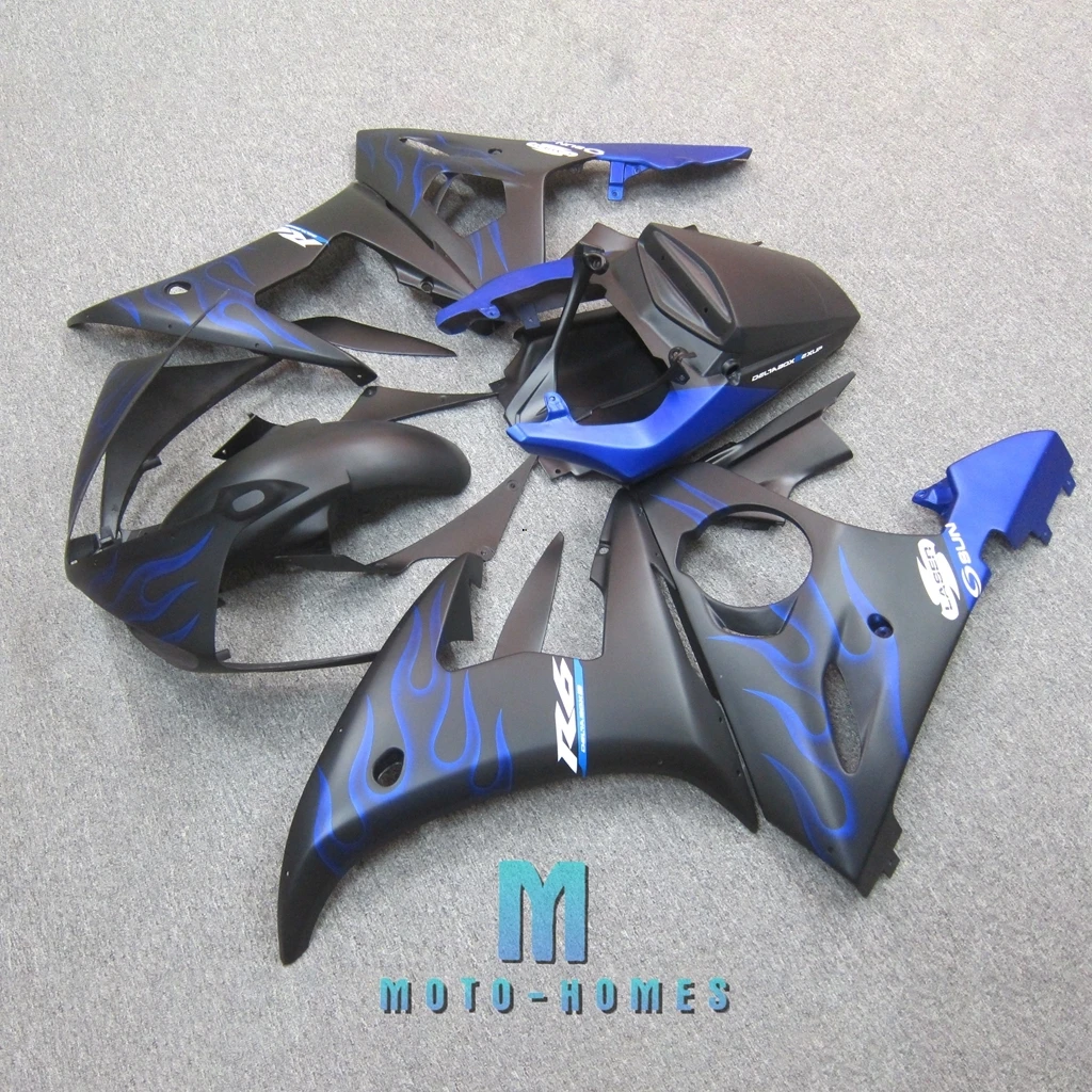 ABS Motorcycle Fairing for Yamaha YZFR6 03 04 YZF R6 2003 2004 Matte Black Blue Flame Fairings Motorcycle Rebuilding Parts
