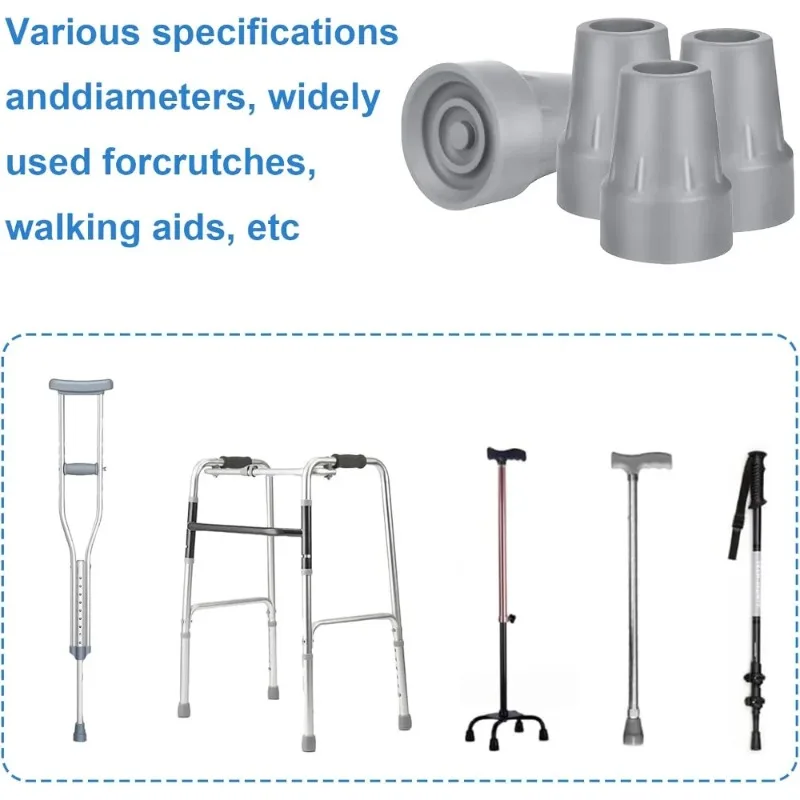 Non-Slip Rubber Cane Tip Cover, Thick and Shockproof, Perfect for Elderly Mobility, Ensures Safe Walking on All Surfaces.