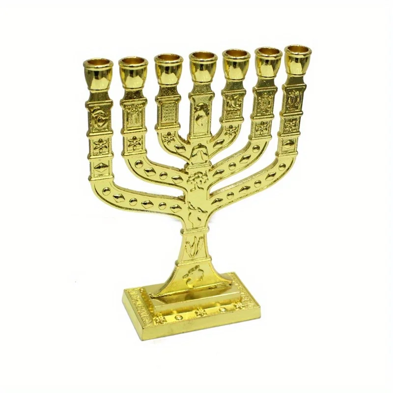1pc Elegant 7 Branch Menorah Candle Holders for Hanukkah Celebrations, Essential Oils Burner, Home Decoration, Candle Holders