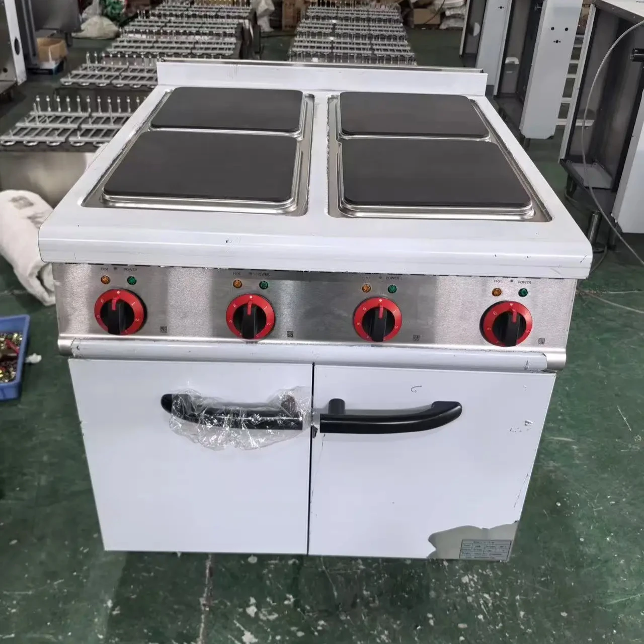 Factory Price 4-Head Hot Plate Cooker With Cabinet Electric Cooking Range Square Plate For Food Processing Machinery