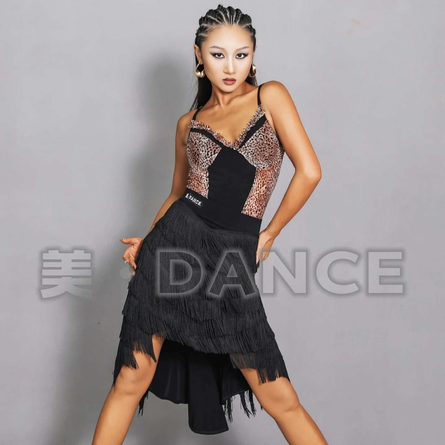 Latin Dance Clothes Women Competition Performance Fringed Dress Leopard Tops Full Tassels Skirts Cha Cha Rumba Dance Wear SS1320