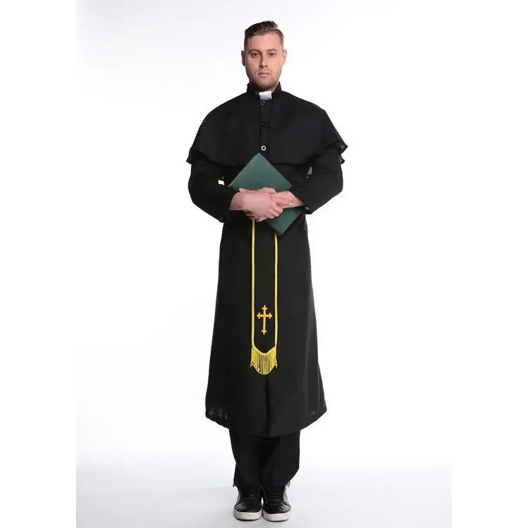 

Halloween Medieval Wizard Priest Cosplay Costume Death God Robe Role-playing Performance Priest Outfit Women's Ethnic Wear