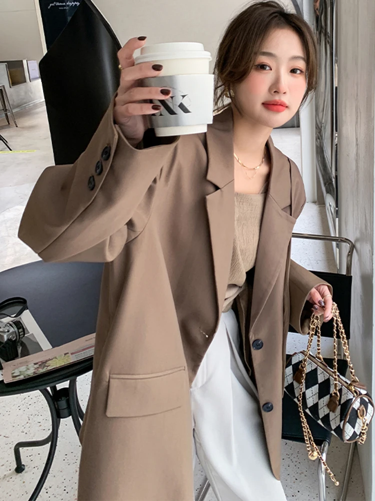 LANMREM Double Breasted Blazer For Women Long Sleeves Solid Color Patchwork Irregular Coats Fashion 2024 Female Clothing 2Z1225