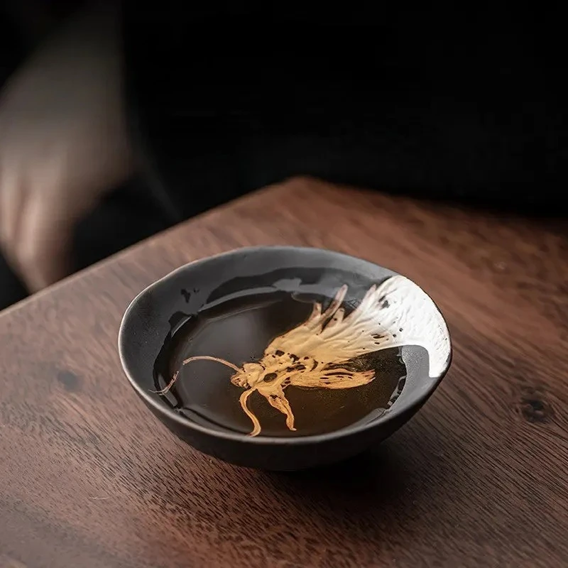 

Xianglong Cup Japanese-style Handmade Black Stoneware Teacup Tea Bowl Small Master Cup Single Tea Cup KungFu TeaSet Teaware