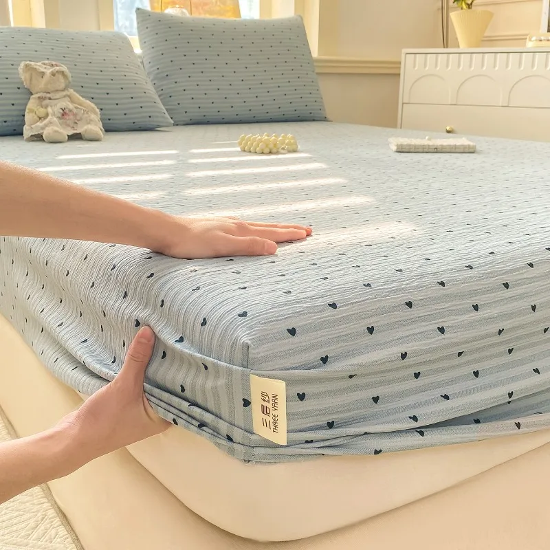 Class A Wrinkled Three-layer Yarn Mattress Single Piece Non-pure Cotton Cloud Feeling Single Mattress Bed Cover Protective Cover