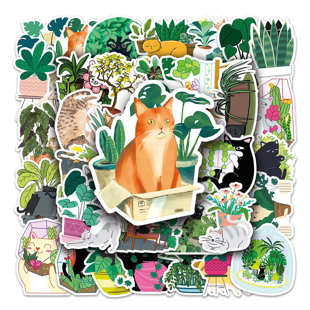 

10/30/50PCS Cute Plant Cat Animal Cartoon Stickers DIY Skateboard Laptop Guitar Phone Luggage Car Helmet Cool Sticker Kid Toy