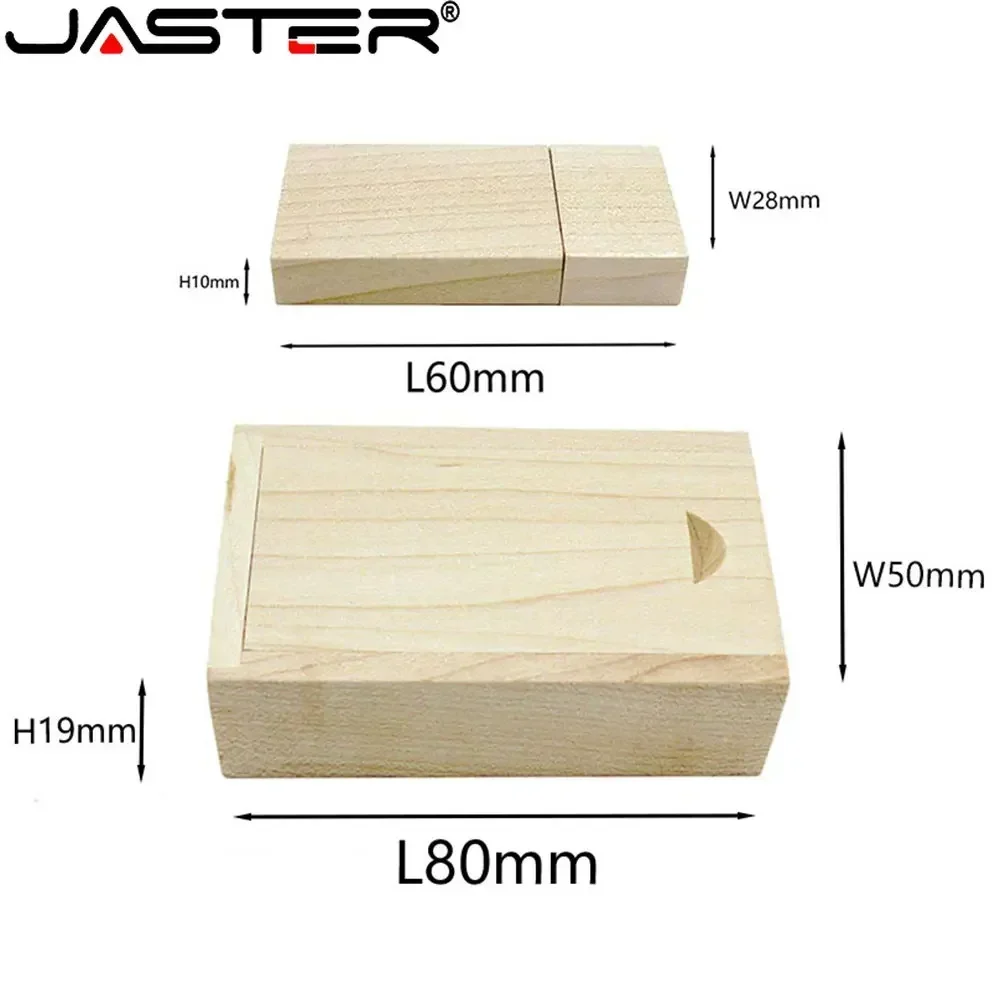 JASTER Wooden USB 2.0 Flash Drives 128GB Free Custom Logo Pen Drive 64GB with Box Memory Stick 32GB 16GB Creative Gift USB Stick