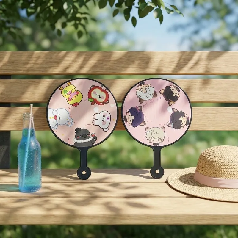 Love and Deepspace Xavier Zayne Rafayel Sylus Caleb Round Fan 2pcs Cute Print Prop Birthday Gift for Girls Teens