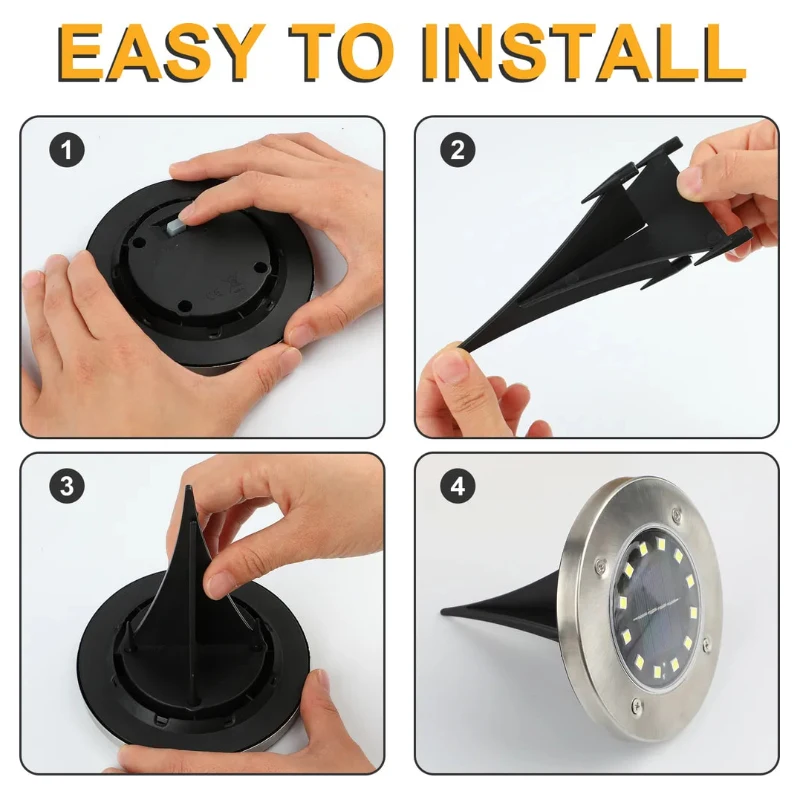 أضواء الأرض الشمسية 4/2/1 حزمة في الهواء الطلق مقاوم للماء، 8/20LED إضاءة المناظر الطبيعية في الأرض لحديقة مسار ساحة درب ديكور #2