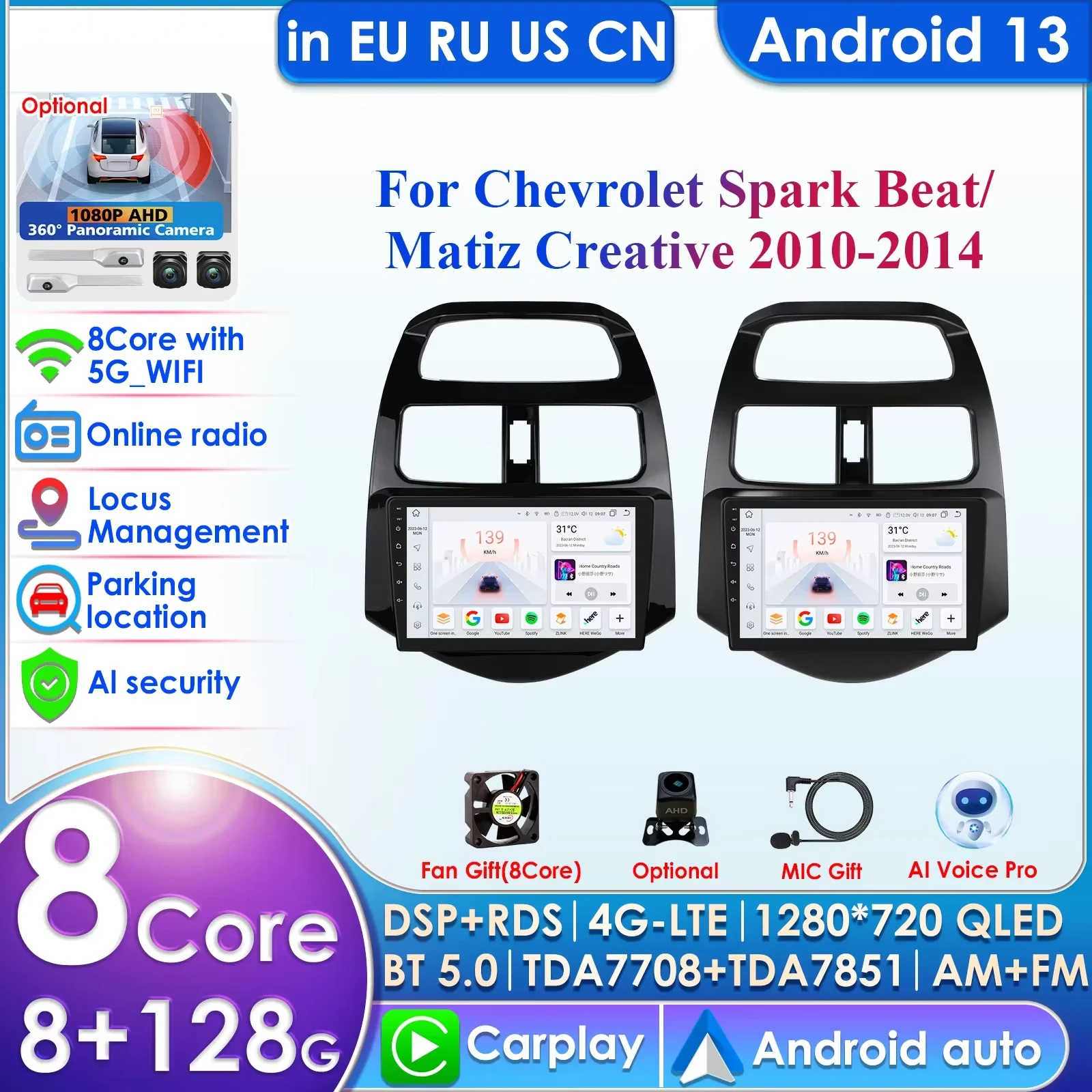 

8Core 7862 Audio 2din Android Autoradio for Chevrolet Spark Beat Matiz Creative Car Radio Multimedia Video Player GPS Carplay 4G