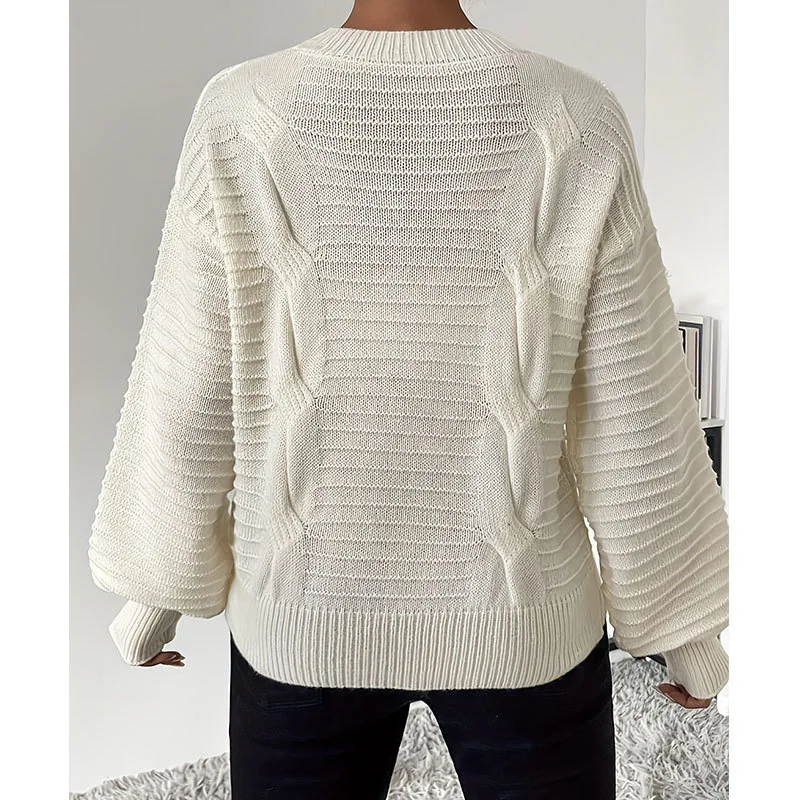 Herfst en winter nieuwe brede trui dames losse paar liefde ronde hals trui gebreide top met lange mouwen