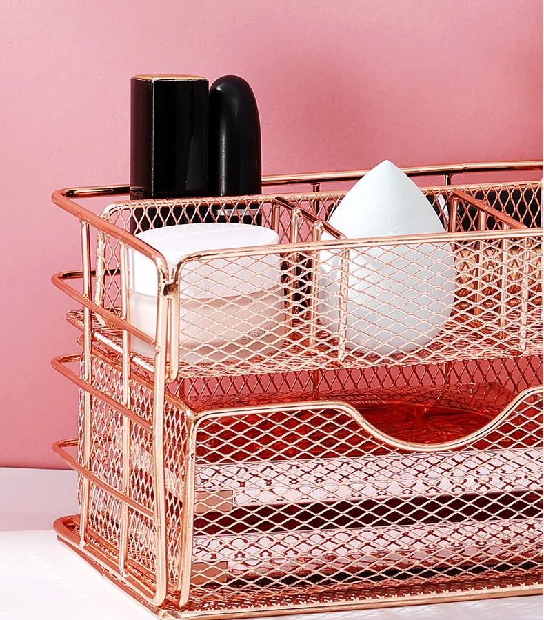 Nordic Metal Multi-Layer Desktop Organizer for Office, Stationery, Cosmetics, Multi-Purpose Drawer Storage