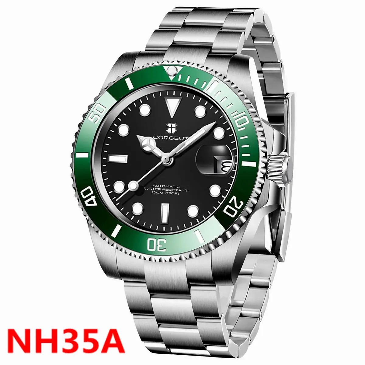 Luxury Men's corgeut Watch 40mm NH35 Automatic Mechanical Full Steel Luminous Ceramic  Dress 100M Dive Wristwatch Sapphire Glass