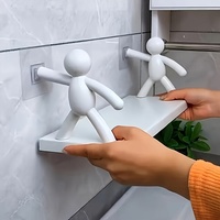 1Pc Bathroom Self-adhesive Shampoo Shelves Shower Towel Storage Rack Cosmetic Toilet Organizer Home Decor Kitchen Plastic Rack