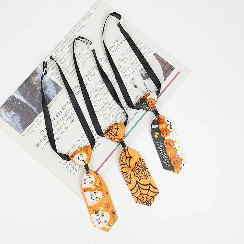 Corbata para fiesta de Halloween, decoración para mascotas, camino, fantasma, calavera, telaraña, gato, perro