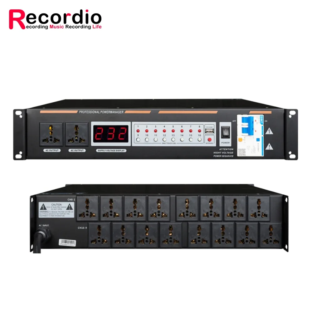 GAX-1602 Профессиональный сценический 18-канальный контроллер последовательности мощности для регулятора напряжения звуковой системы DJ