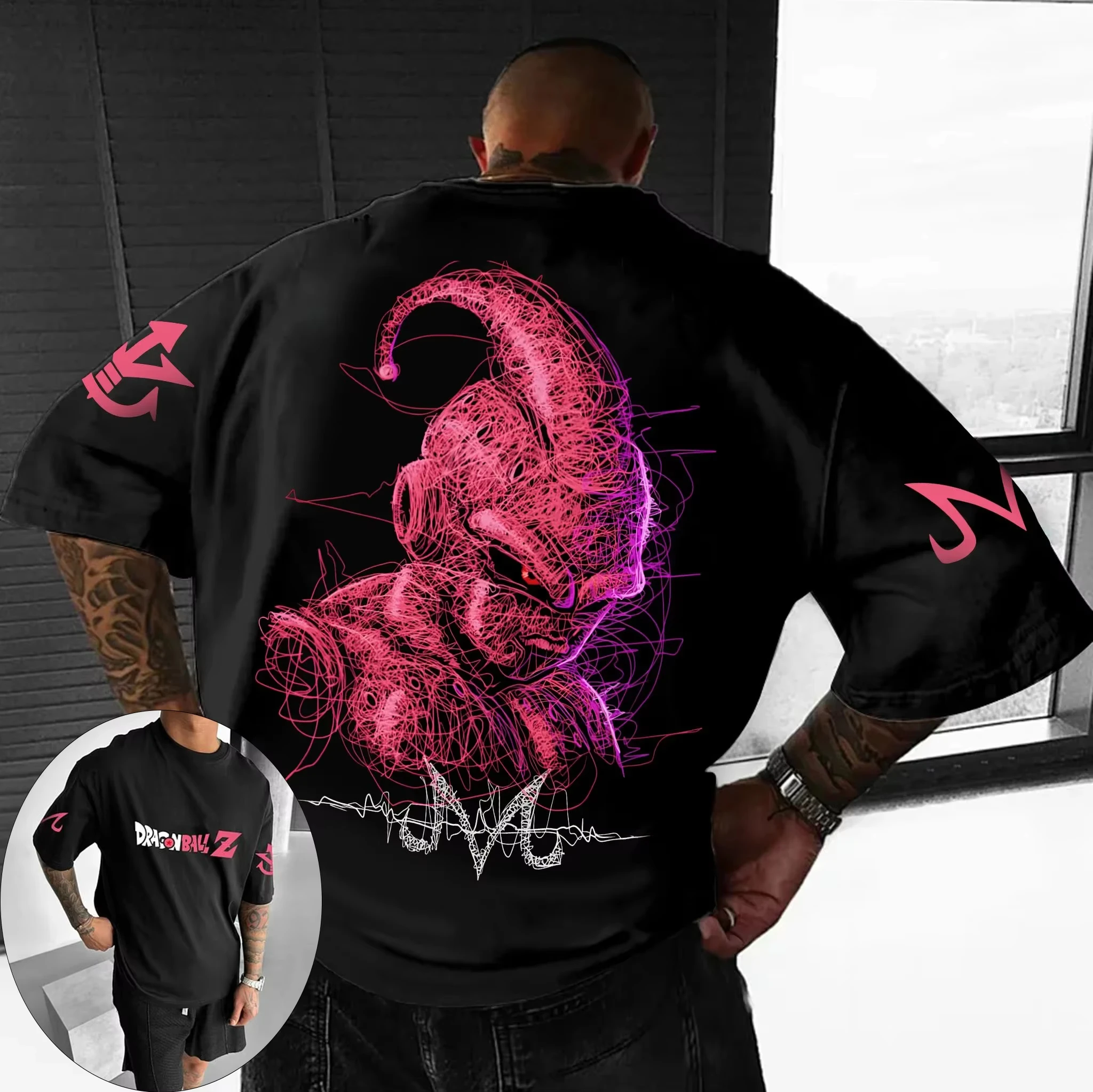 

Летняя мужская футболка Dragon Ball, японское аниме, Majin Buu, хлопок, Y2K, Harajuku, для мальчиков, детей, для родителей и детей, с коротким рукавом