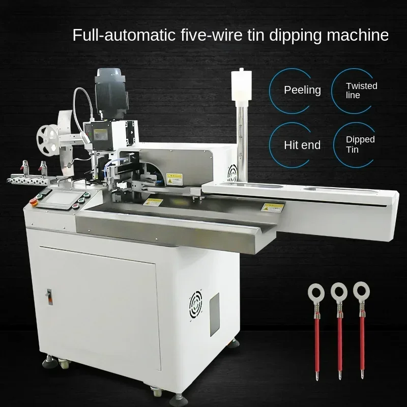 Fully Automatic Tin Dipping Terminal Machine, Single Head Tin Dipping, Peeling, Twisting Wire Crimping Machine,