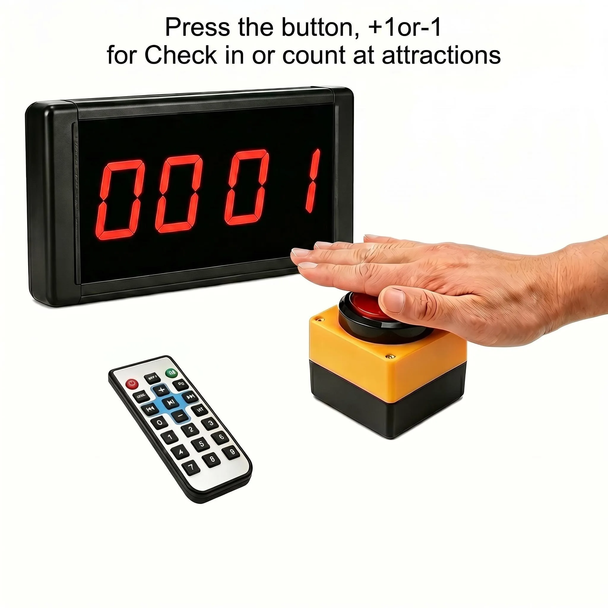 Large Screen Hand Clap Counter Button Count up Counter Remote Controlled Add 1 per Button Press
