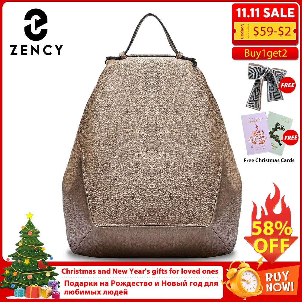 

Zency женский стильный классический рюкзак цвета хаки из натуральной кожи, сумка-портмоне, вместительный кошелек с карманами, подходит для A4 Ipad 9,7 дюйма, рюкзак
