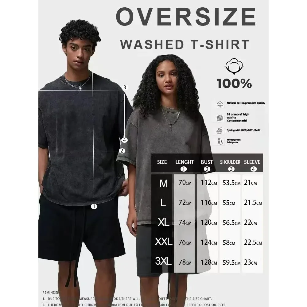 Demon Slayer Anime Oversized Washed T Shirt Unisex Vintage Gothic Graphic Print Short Sleeve Streetwear Summer Casual Fitness