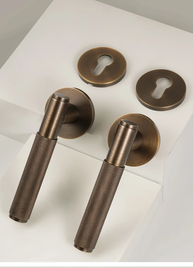 Dooroom Messing-Türschloss-Set, gerändelt, Schnuller, Durchgang, Sichtschutz, Schlafzimmer, Wohnzimmer, Badezimmer – Detail 10