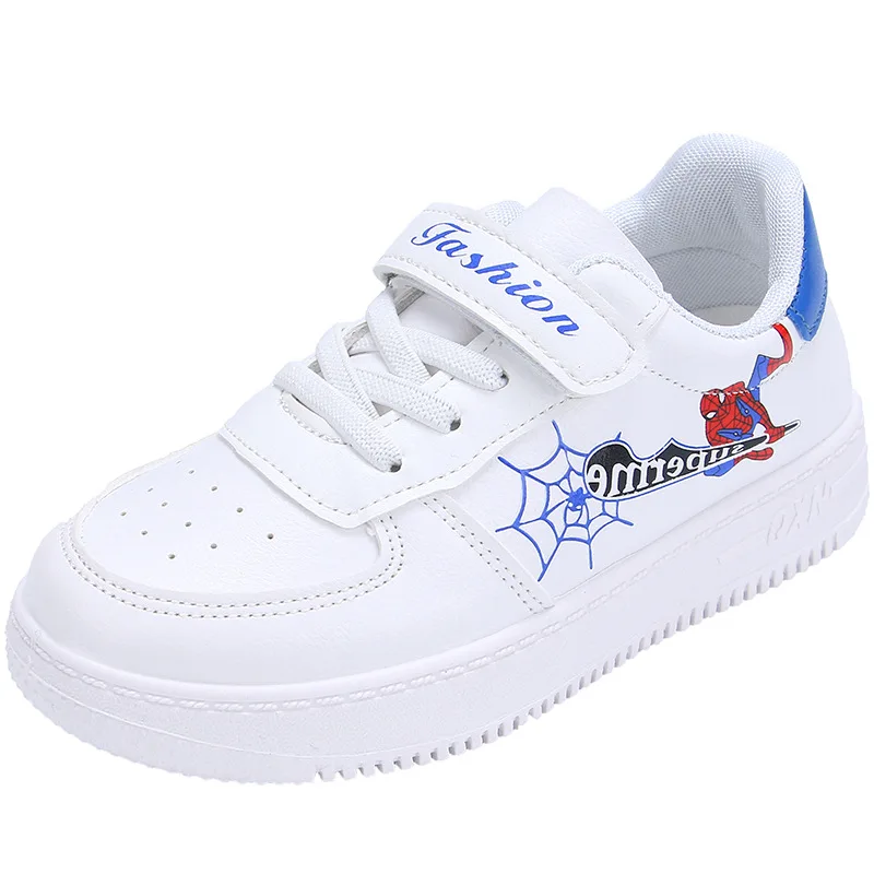 Scarpe Casual per bambini Cartoon primavera autunno moda Low Top Boy sport scarpe bianche in pelle PU Sneaker taglia 25-36